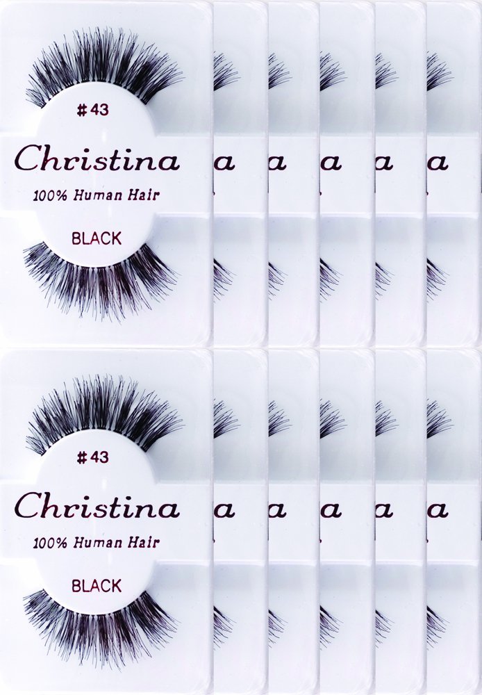 Christina 12-pack false eyelashes style 43 for natural-looking daily wear