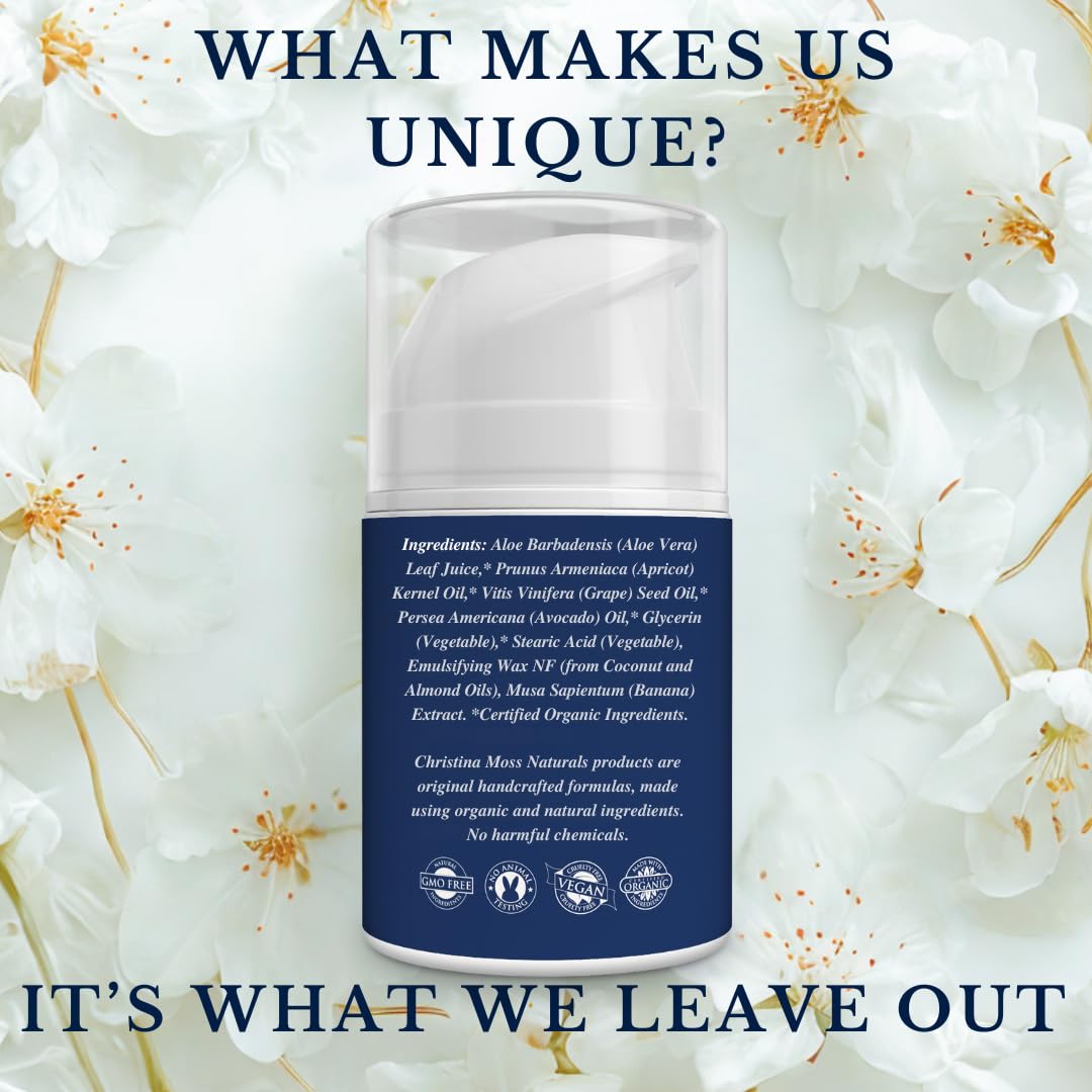 Texture of Christina Moss Naturals Original Moisturizer in hand shows light, non-greasy feel