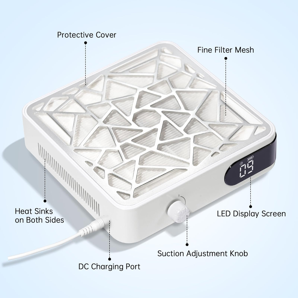 CHRISTINE SHELLY Nail Dust Collector demonstrates effective heat dissipation.