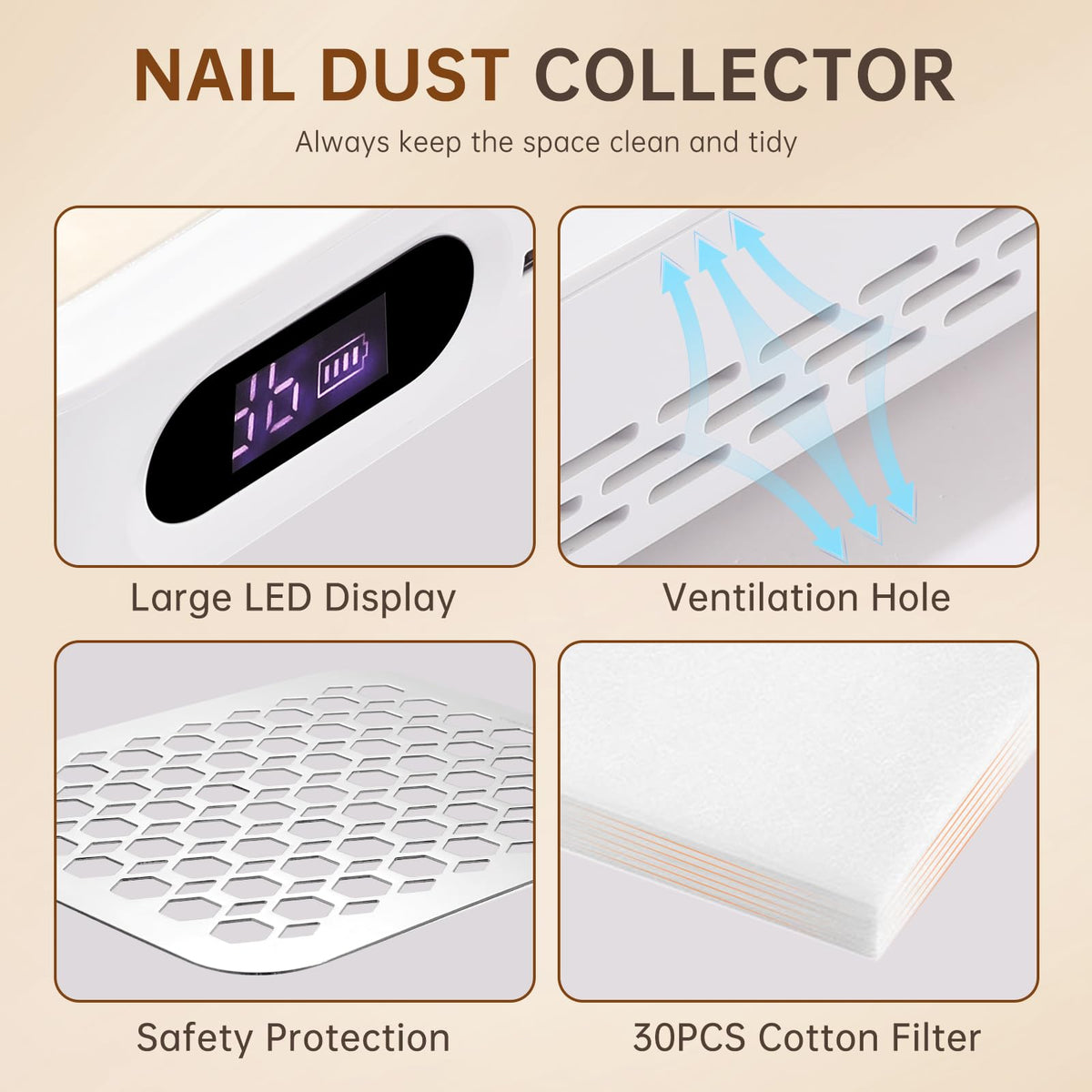 CHRISTINE SHELLY nail dust collector efficient heat dissipation keeps device cool during long sessions