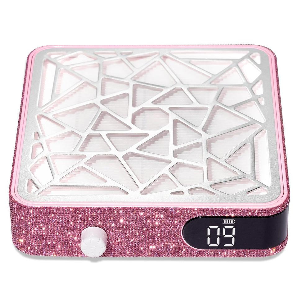 CHRISTINE SHELLY Nail Dust Collector front view in pink diamond finish for clean manicures