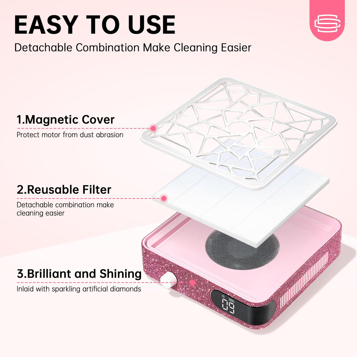 CHRISTINE SHELLY Nail Dust Collector suction nozzle for dust removal