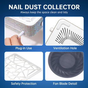 CHRISTINE SHELLY Nail Dust Collector workstation setup shows quiet operation for focus.