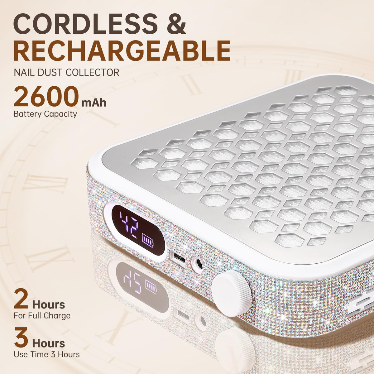 Christine Shelly reusable filter system keeps dust at bay during acrylic filing.