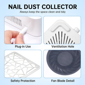CHRISTINE SHELLY Nail Dust Collector with smart filter sensing for easy maintenance.