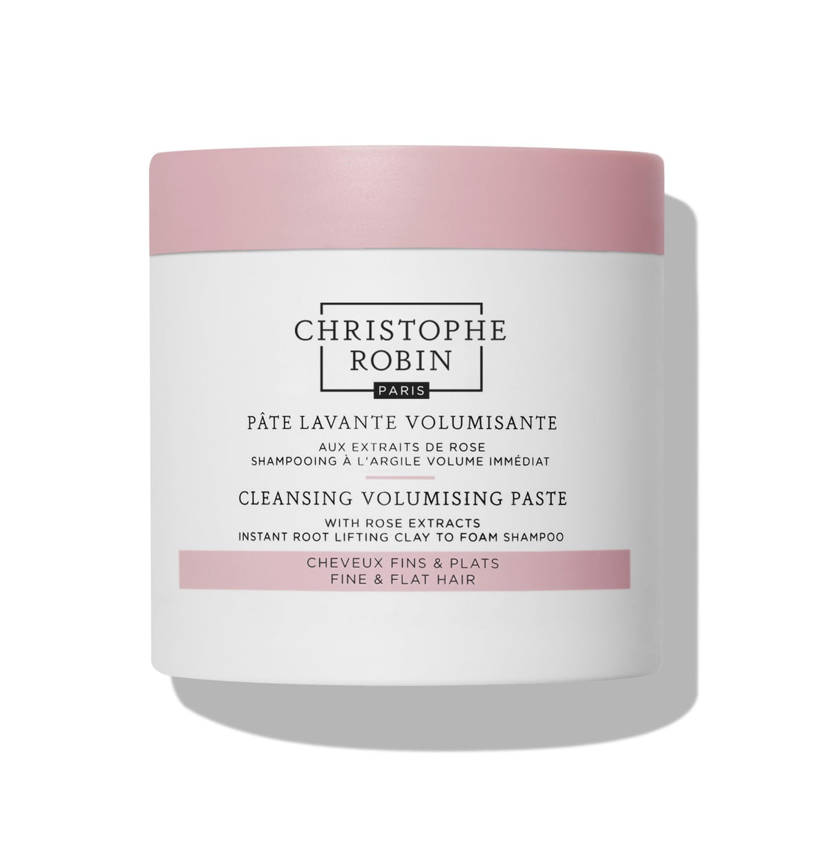 Christophe Robin cleansing volumizing paste jar forms airy foam for instant volume.