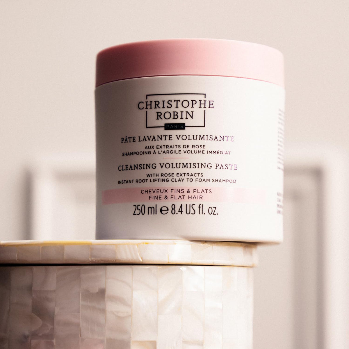 Christophe Robin delicate rose scent is released during wash for a luxurious feel.