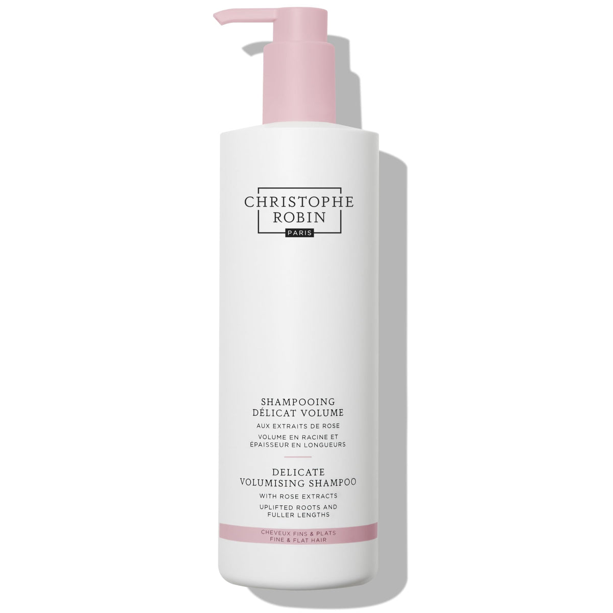 Christophe Robin Delicate Volumizing Shampoo lifts fine hair with rose extract