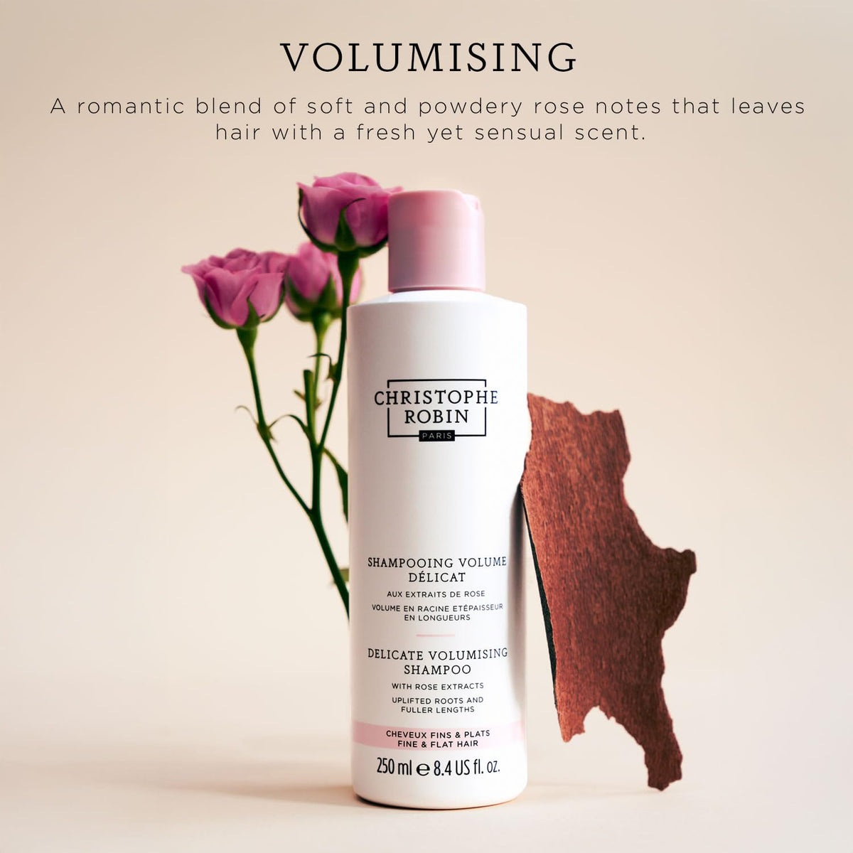 Christophe Robin rose extracts bottle emits a delicate rose fragrance for daily freshness.