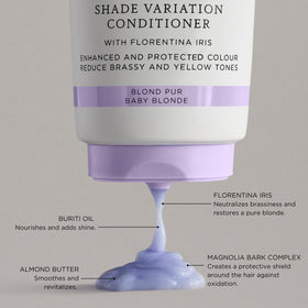Close-up of lilac cream texture of Christophe Robin Baby Blonde conditioner.