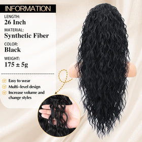 CHRSHN 26-inch long black curly ponytail adds instant length and volume.