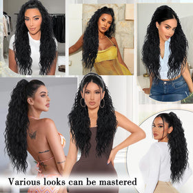 CHRSHN multi-layer curly ponytail creates fuller, dimensional hairstyles.