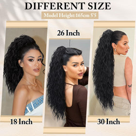 CHRSHN synthetic fluffy ponytail emphasizes layered curl and natural movement.