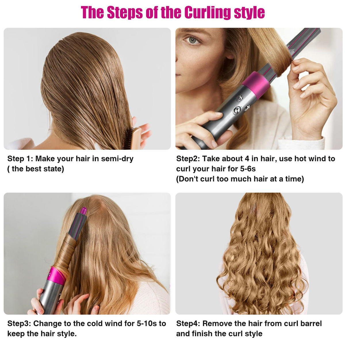 Chuancheng curling barrel enables clockwise and counterclockwise curls for versatile looks.