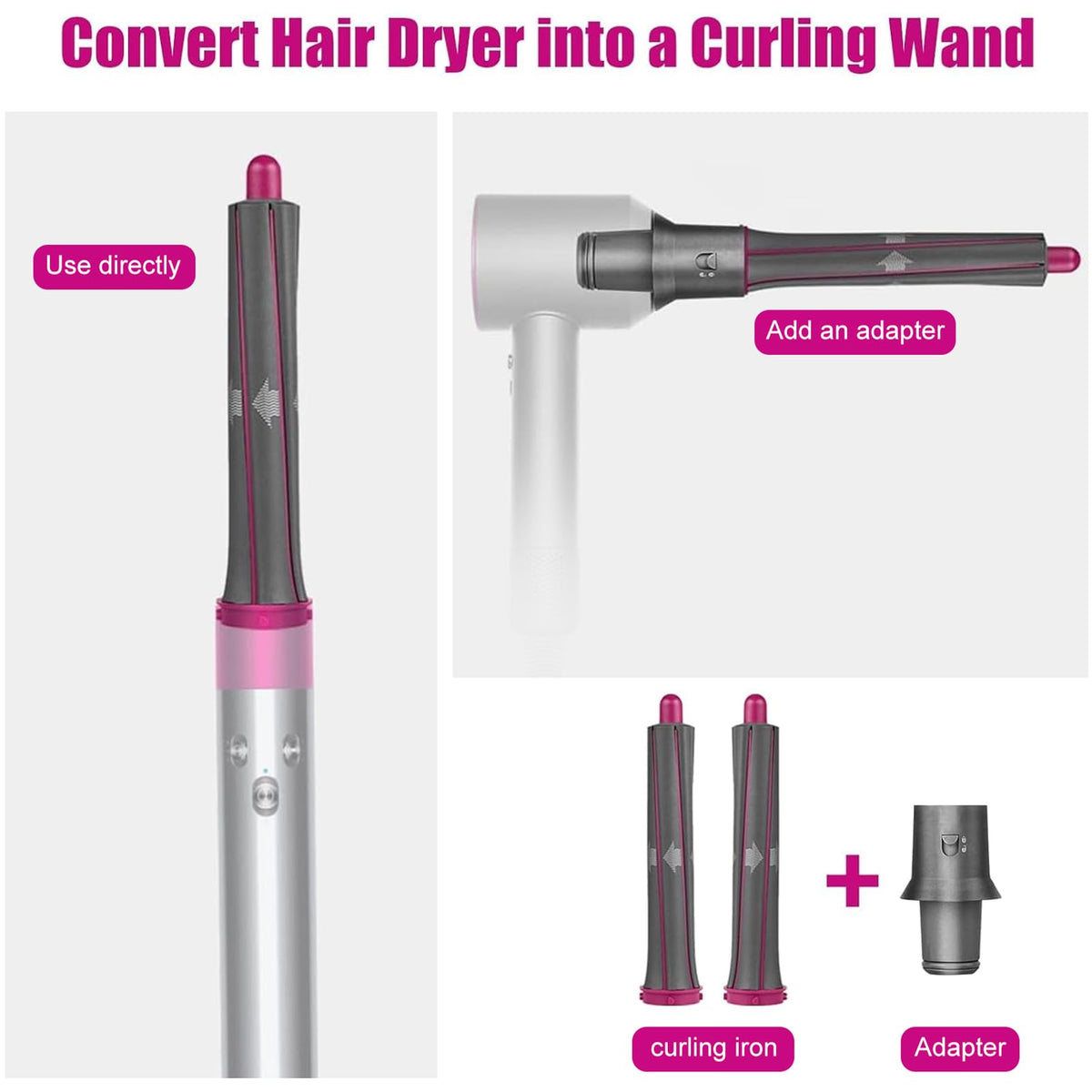 Two-pack long barrels for Chuancheng Dyson Airwrap, offering versatile curling options.