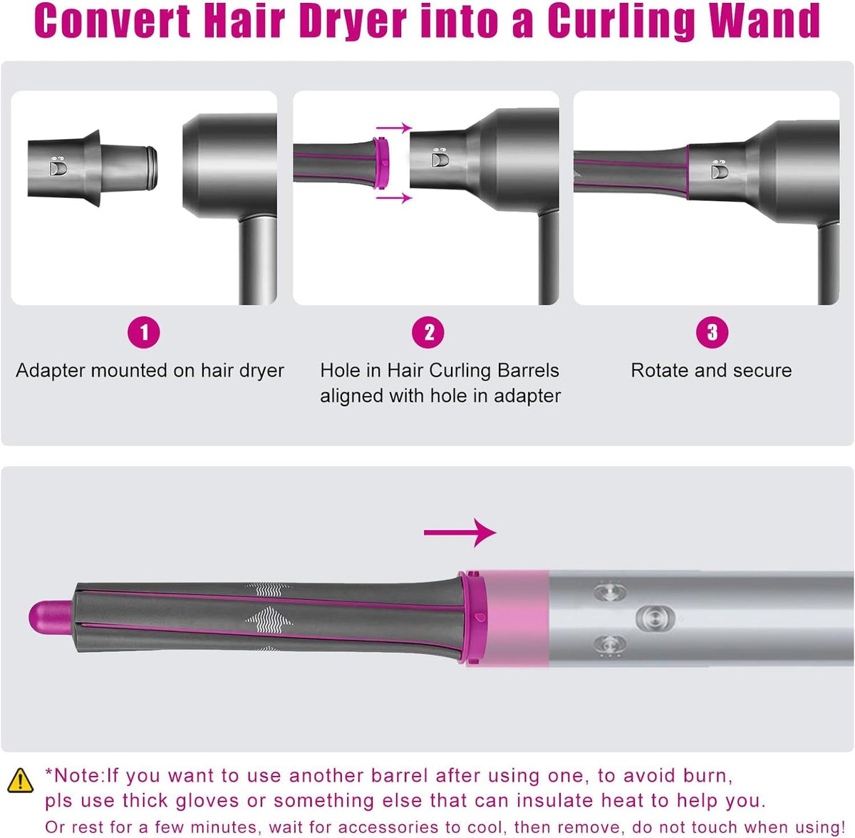 Chuancheng Dyson Supersonic second long curling barrel for versatile wave styles.