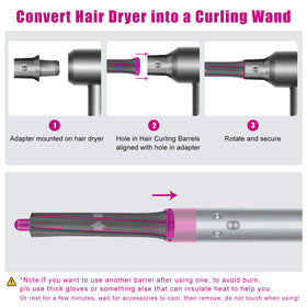 Package includes two long barrels and one adapter for Chuancheng Dyson styling.