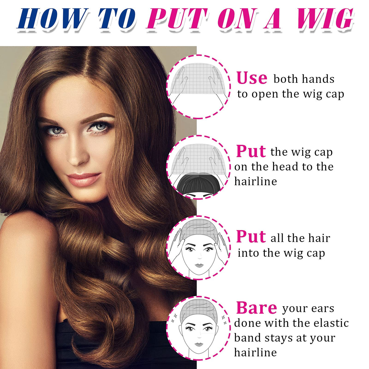 Chuangdi stretchy-fit wig cap provides secure, natural-looking coverage.