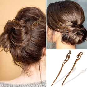 Chuangdi brown sandalwood hairpin adds simple, elegant styling with smooth edges.