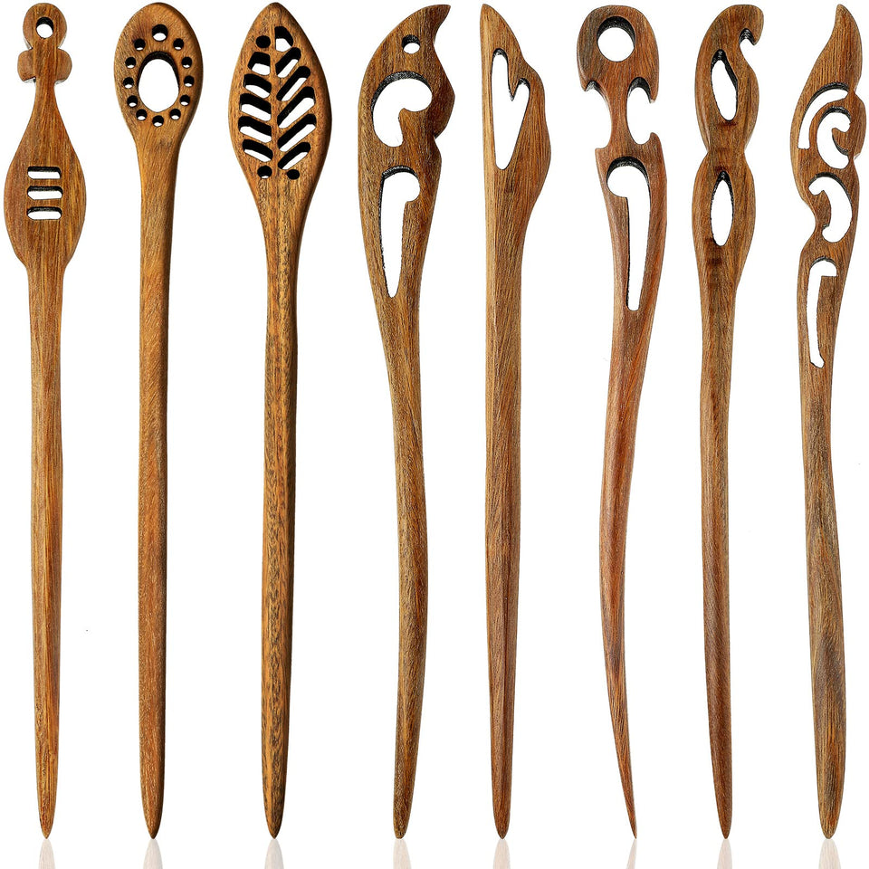 Chuangdi wooden hair sticks 7 inches for secure buns and vintage style.