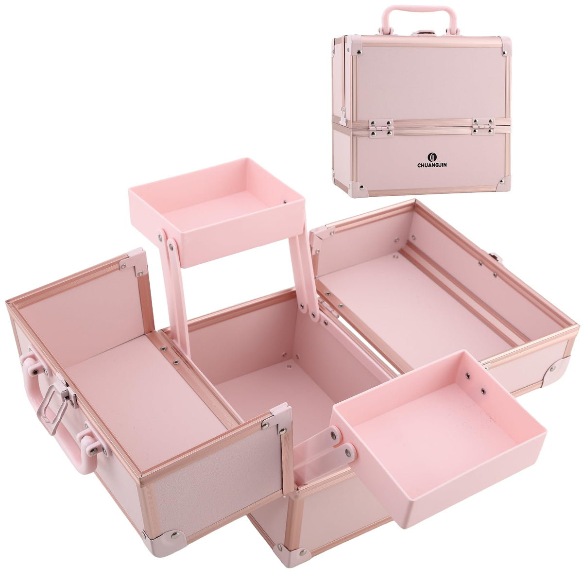 CHUANGJIN makeup train case frame, durable travel protection for cosmetics