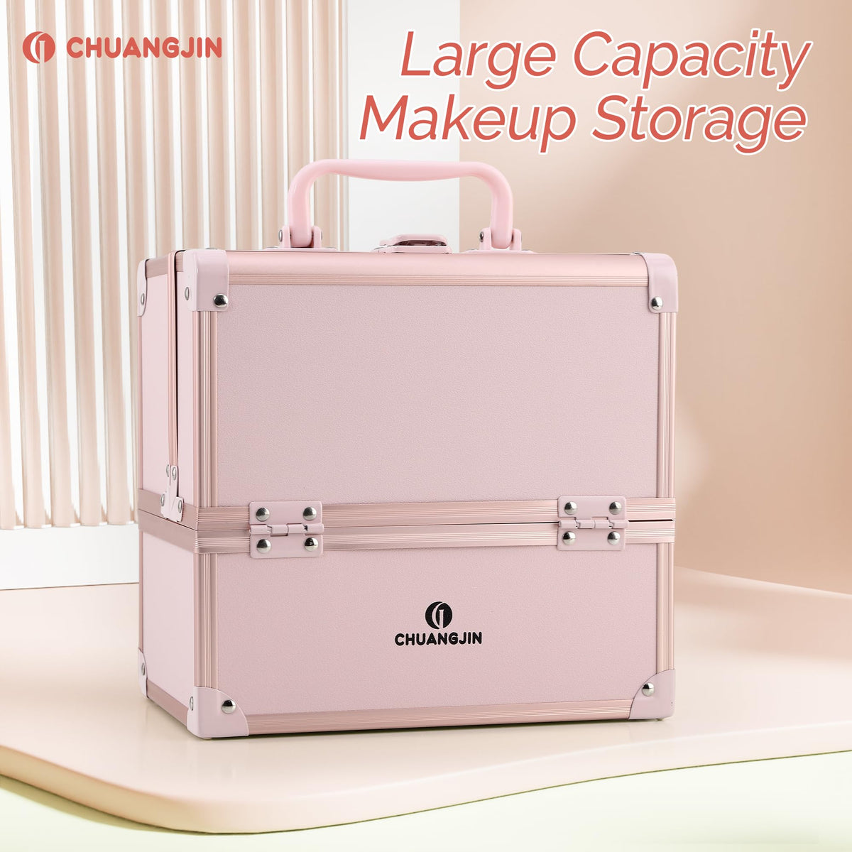 CHUANGJIN makeup train case gift set with extra brushes included