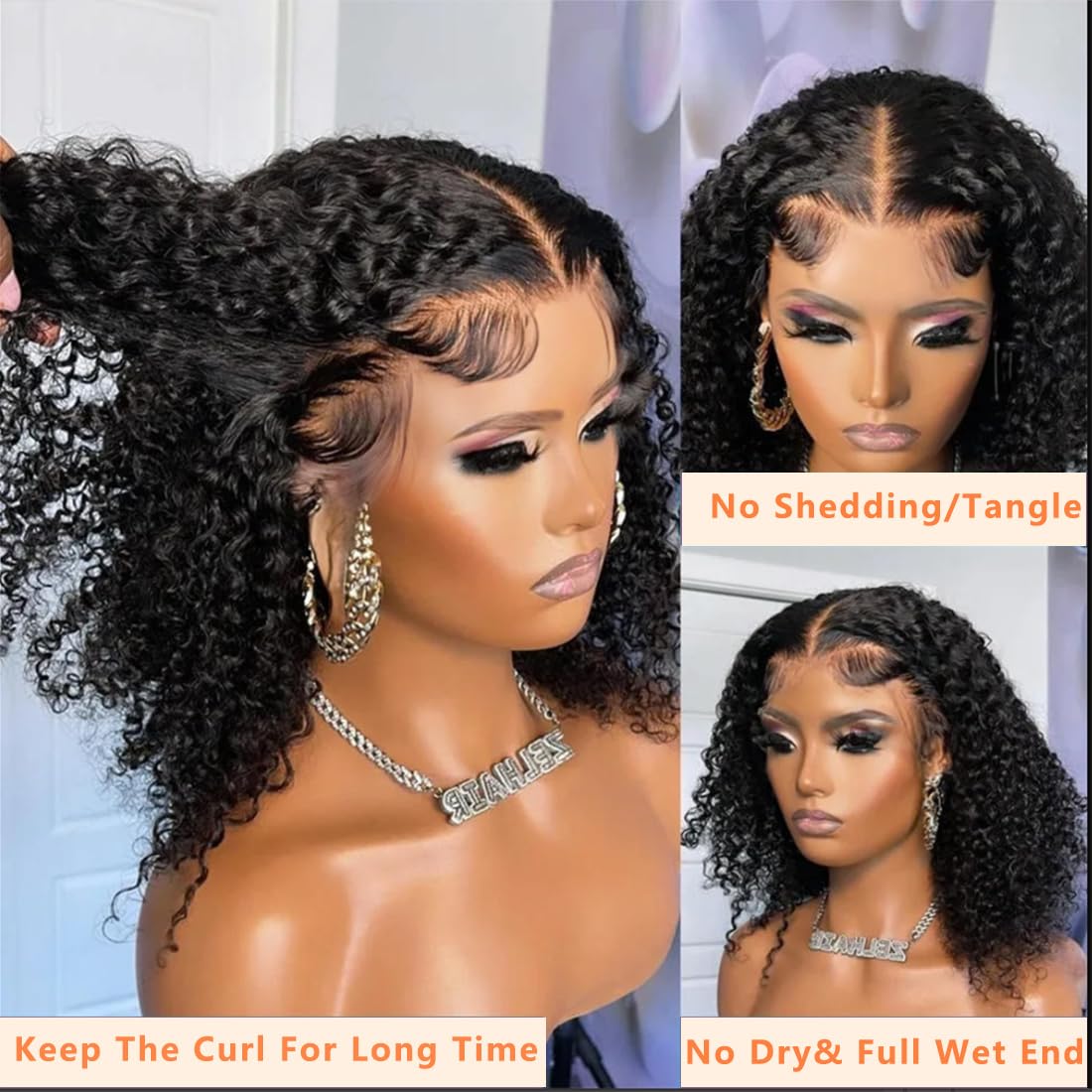 CHUDI lace front closeup showing pre-plucked hairline and baby hairs for realism.