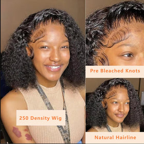 CHUDI 16-inch kinky curly wig length close-up showcases true length and fullness.