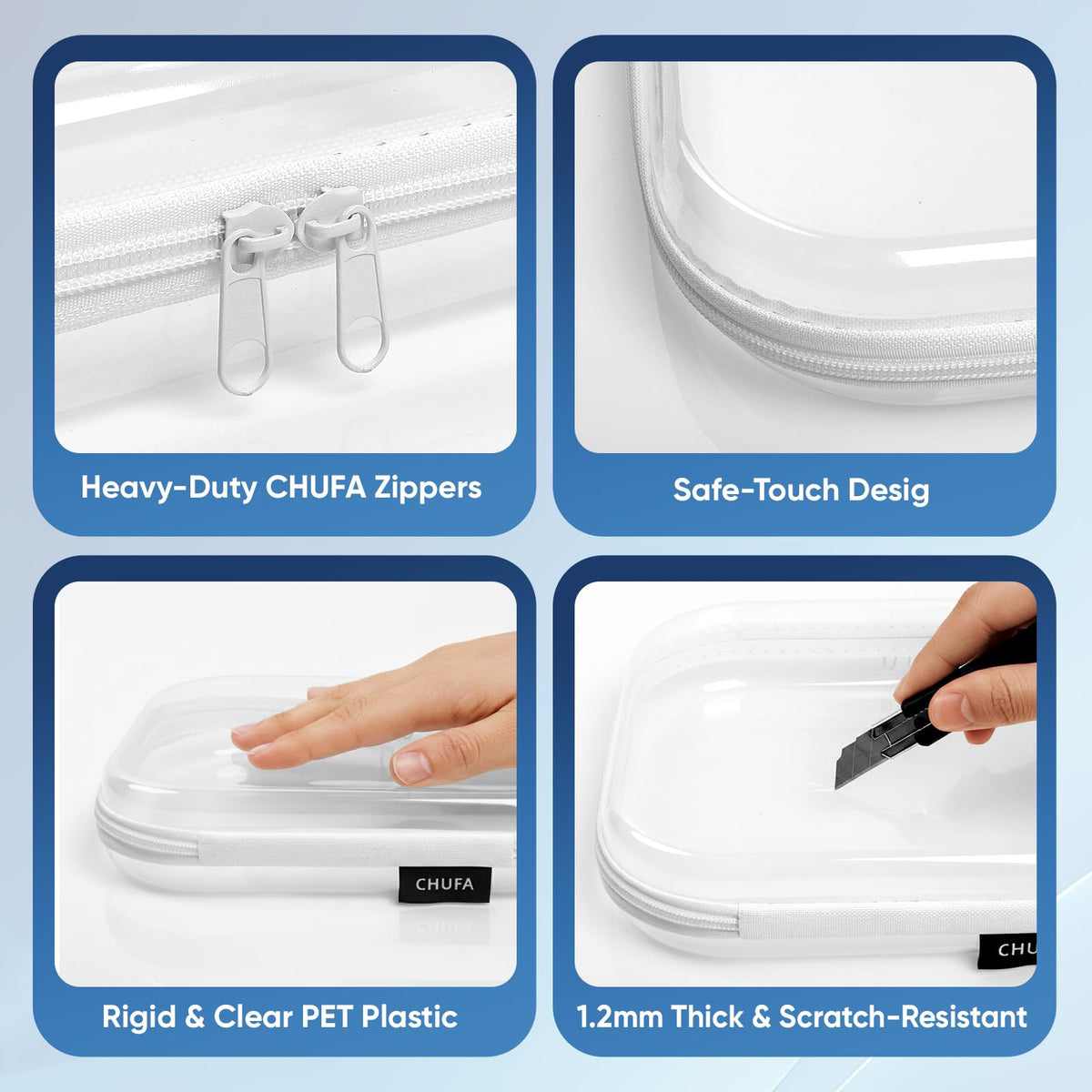 Chufa smooth dual zippers glide for easy access and maintenance.