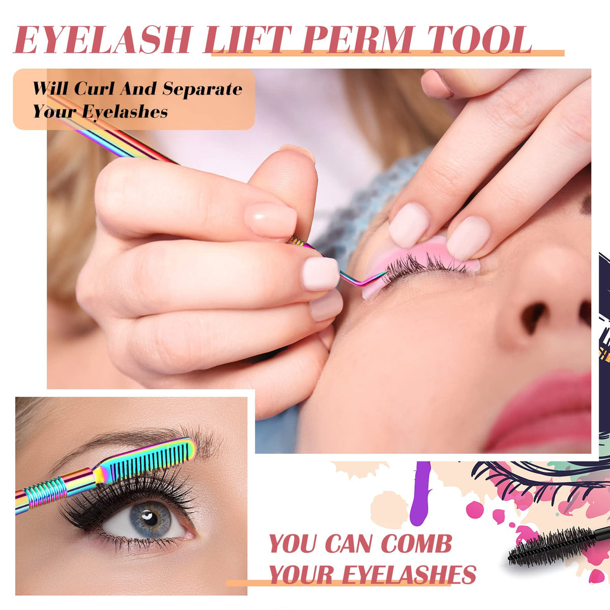 Chumia crystal-handle lash brushes in pink for smooth, even application