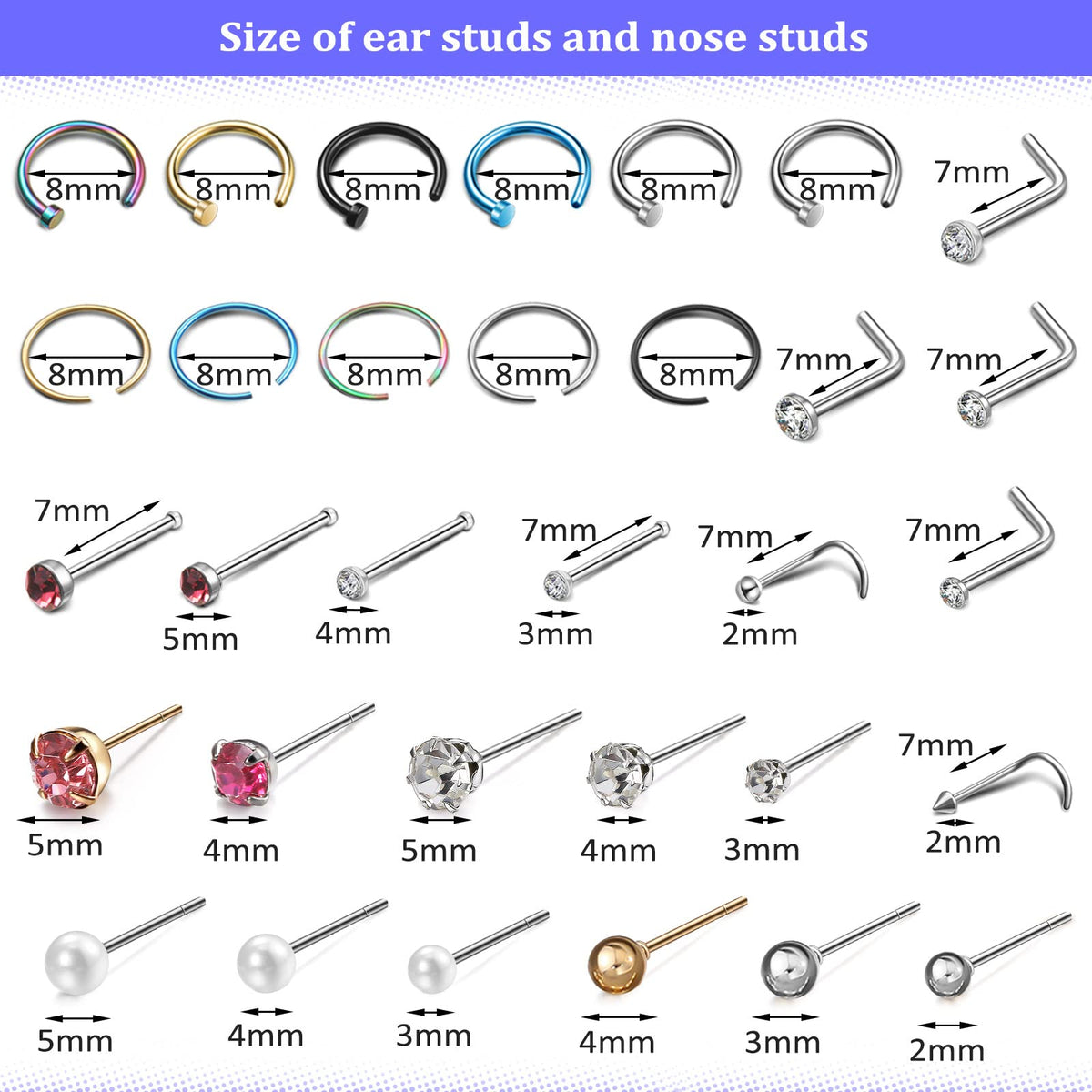 Chumia stainless steel studs set offers durable versatile ear decorations