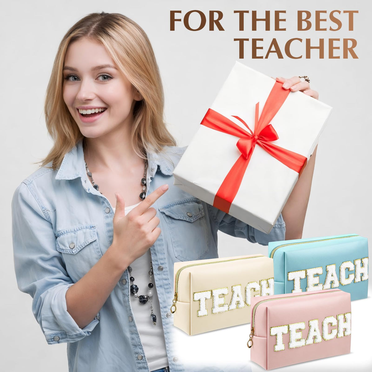 Chunful 9-pack makeup bags bulk, convenient for gifting or classroom events.
