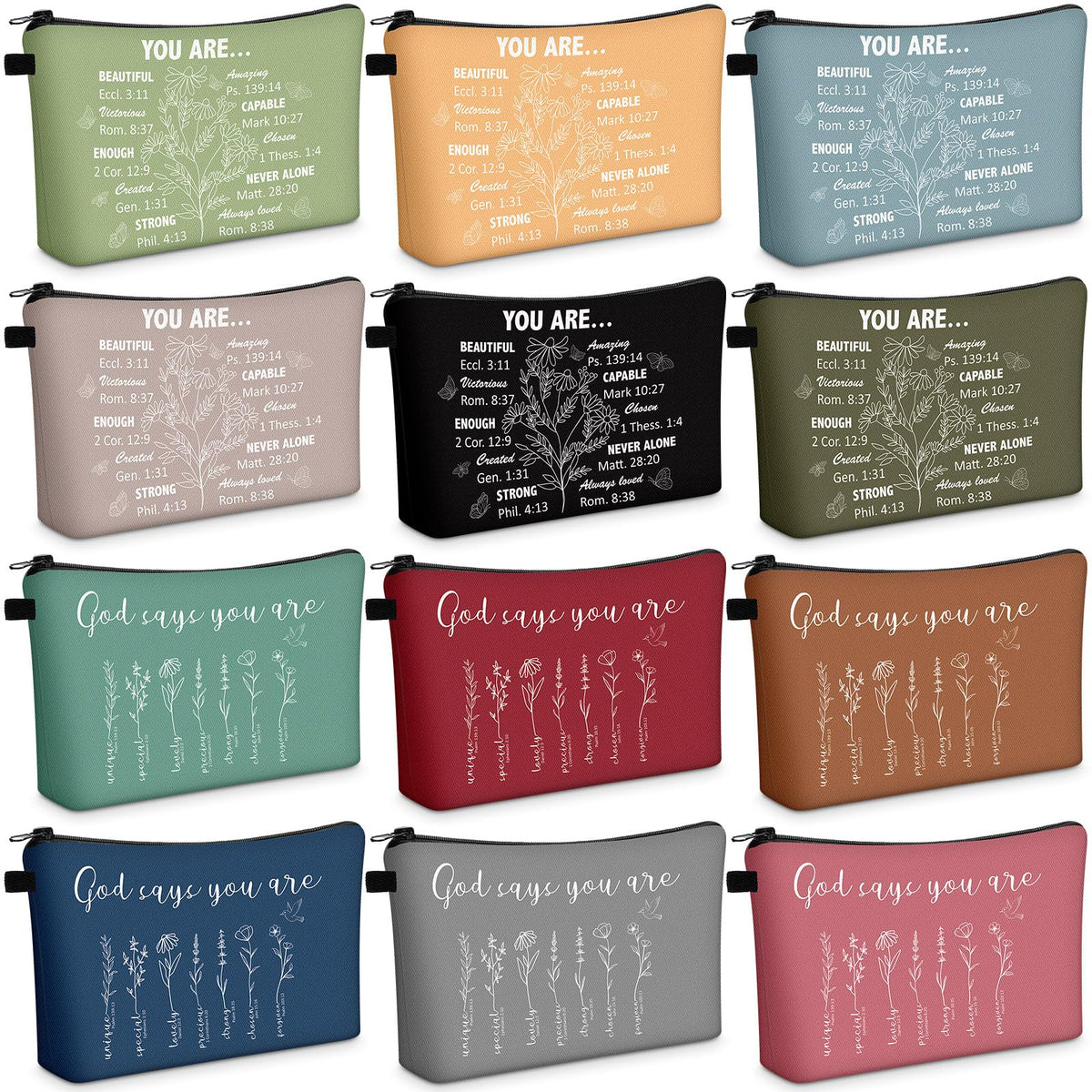 Chunful Bible verse floral cosmetic bag for daily organization