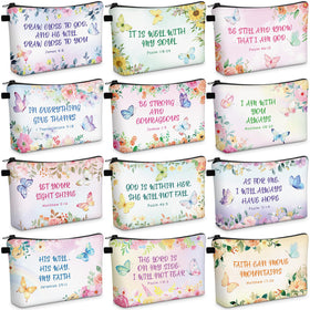 Chunful Bible verse makeup bag with bright flowers for easy organization