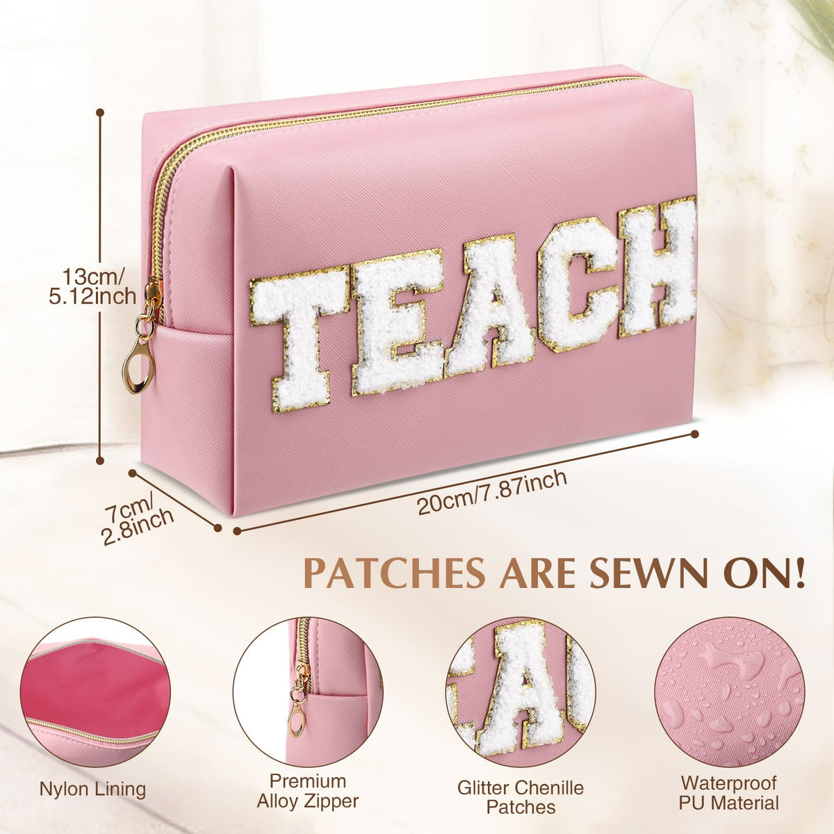 Chunful chenille letter pouch for teachers, ideal travel companion and gift.