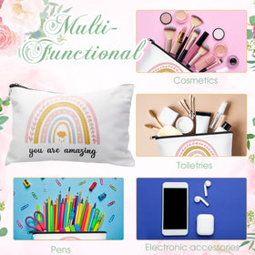 Chunful compact 23x15cm canvas makeup bag fits lipsticks and small gadgets.