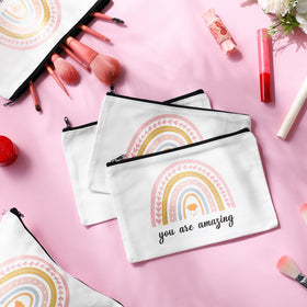 Chunful rainbow canvas makeup bags ideal for gifts and travel.