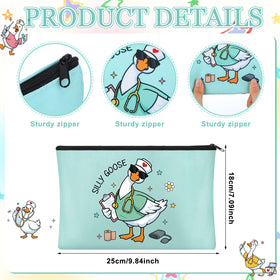Chunful goose nurse makeup bags closeup zippers show reliable hardware for secure storage.