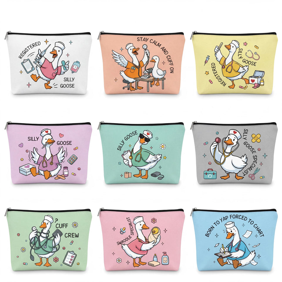 Chunful goose nurse makeup bags multicolor patterns for vibrant gifting and daily organization.