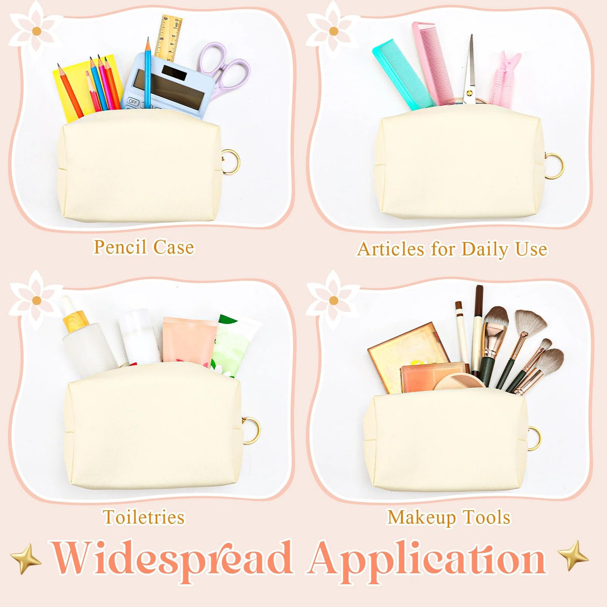 Chunful preppy makeup bag beige bulk set, perfect for sharing or gifting.