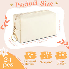 Chunful preppy makeup bag beige zipper detail, secure access on the go.