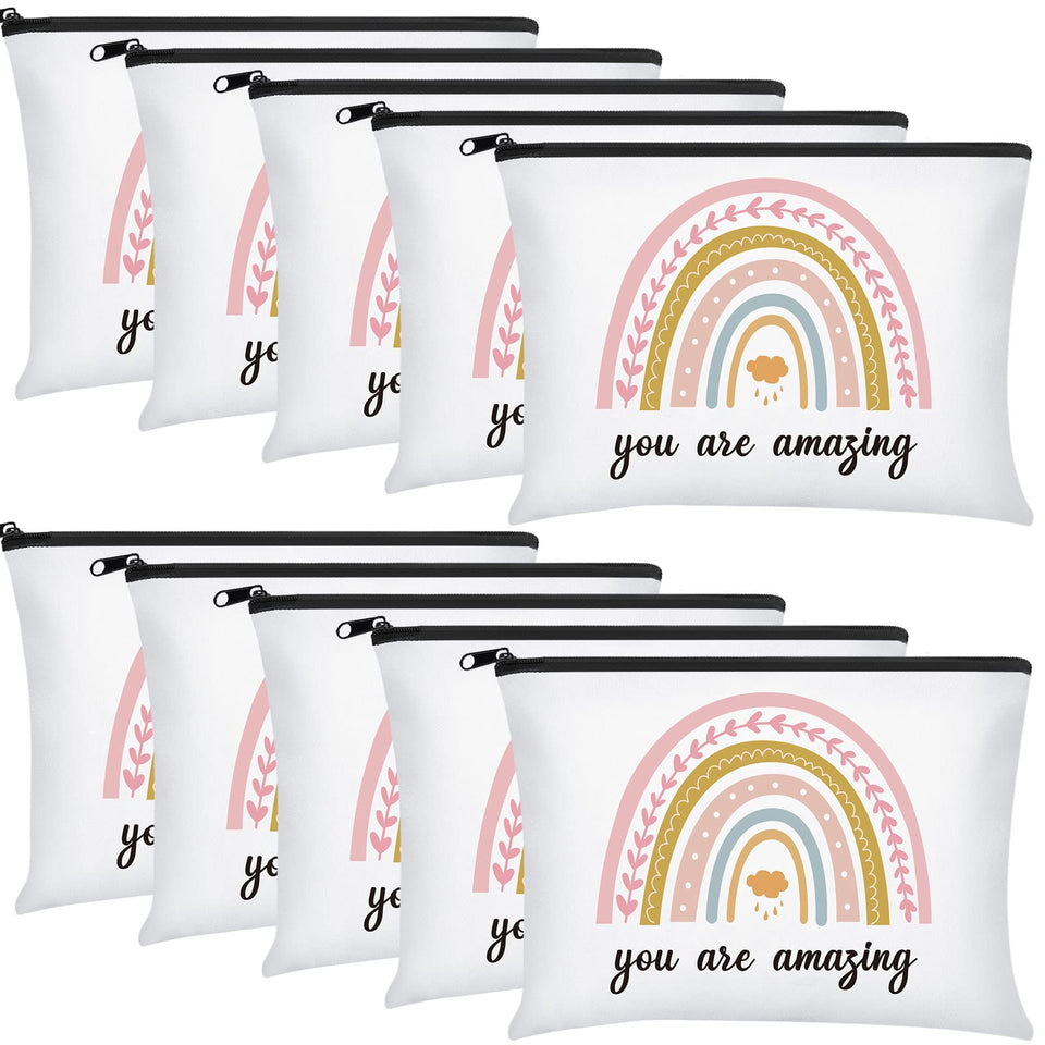 Chunful rainbow canvas makeup bag in cloud style, perfect for organizing cosmetics on the go.