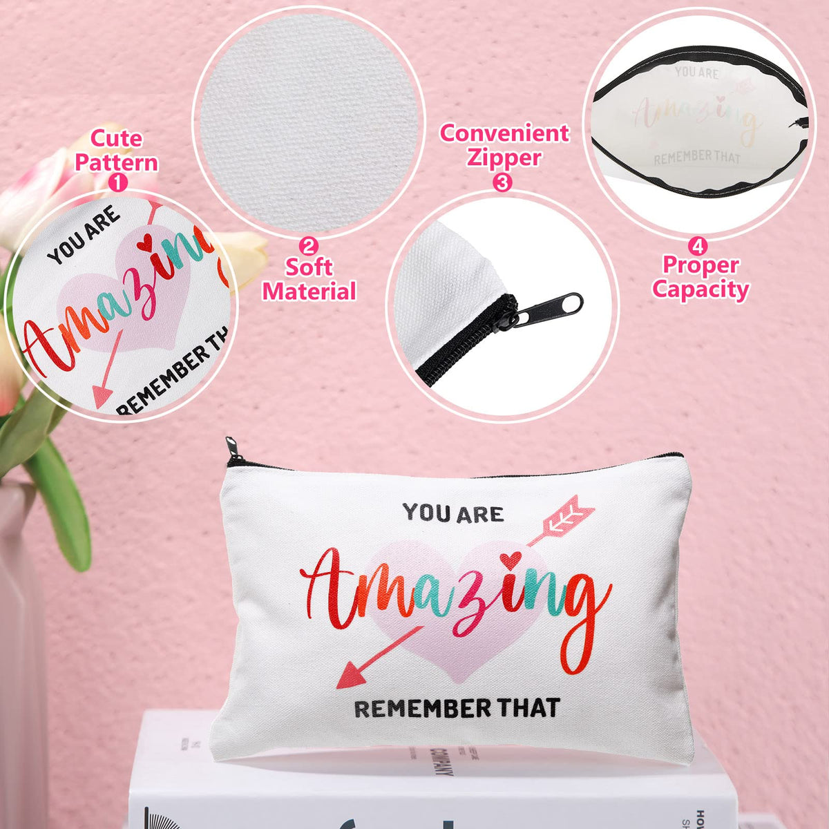 Chunful rainbow heart-style canvas makeup bag serves as a thoughtful graduation gift.