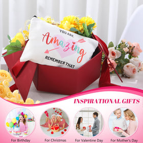 Chunful rainbow heart-style canvas makeup bag features a sturdy zipper for easy access.