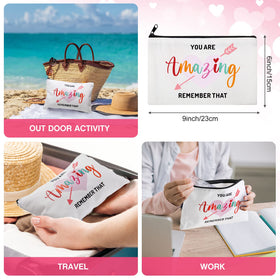 Chunful rainbow heart-style canvas makeup bag adds color to travel routines.