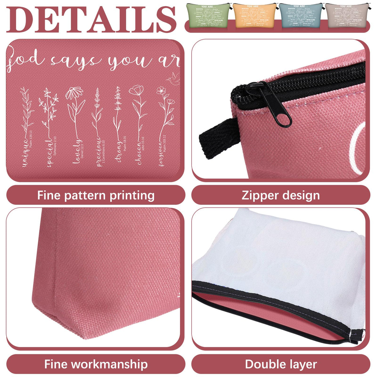 Chunful zippered cosmetic bag keeps items secure during trips
