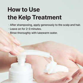 Dispense action of the bottle illustrating a coin-sized amount for mid-length hair.