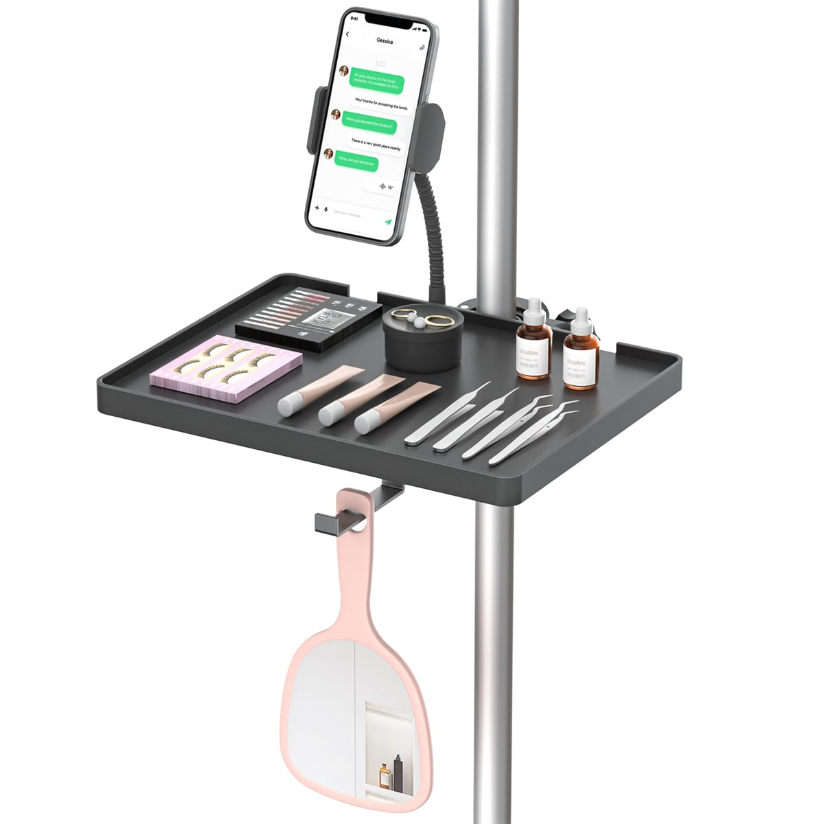 Chunxiao adjustable lash tray holder clipped to ring light for secure storage