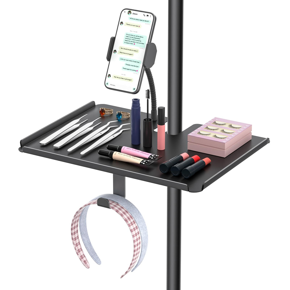 Chunxiao adjustable lash tray holder on a ring light for a clutter-free workspace