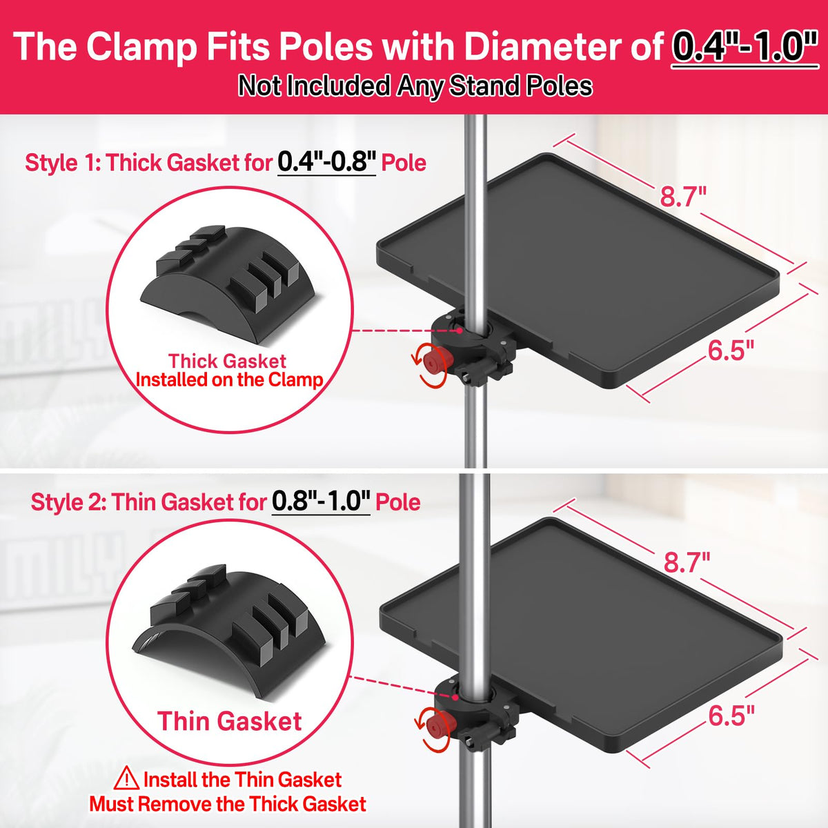 Chunxiao lash tray holder with pole clamp fits multiple stands for flexible setup